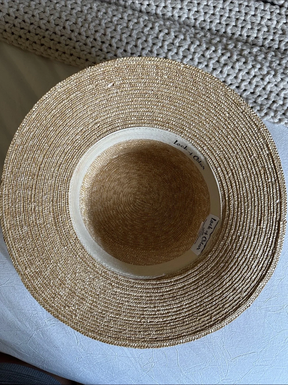 Lack Of Color Straw Boater Hat in Natural Tan